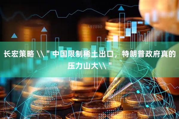 长宏策略 \＂中国限制稀土出口，特朗普政府真的压力山大\＂
